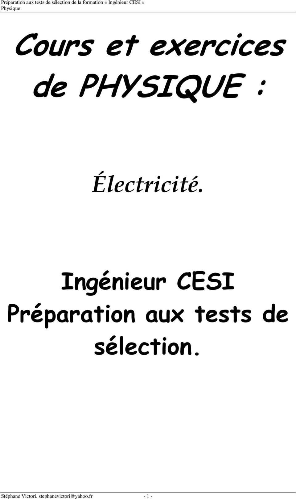 Ingéneur CESI Préparaton aux