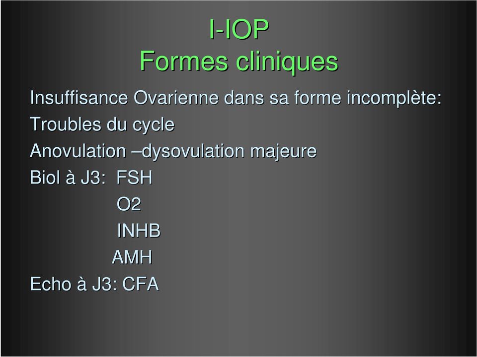 Troubles du cycle Anovulation