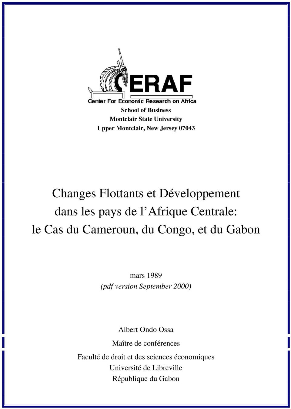 Congo, et du Gabon mars 1989 (pdf version September 2000) Albert Ondo Ossa Maître de