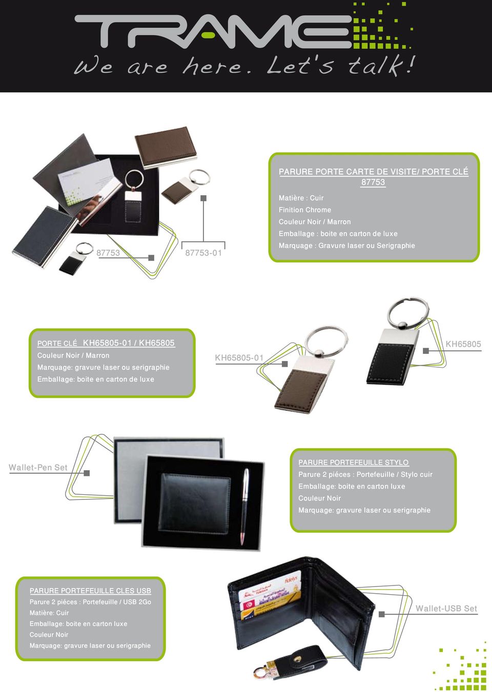KH65805-01 KH65805 Wallet-Pen Set PARURE PORTEFEUILLE STYLO Parure 2 piéces : Portefeuille / Stylo cuir Emballage: boite en carton luxe