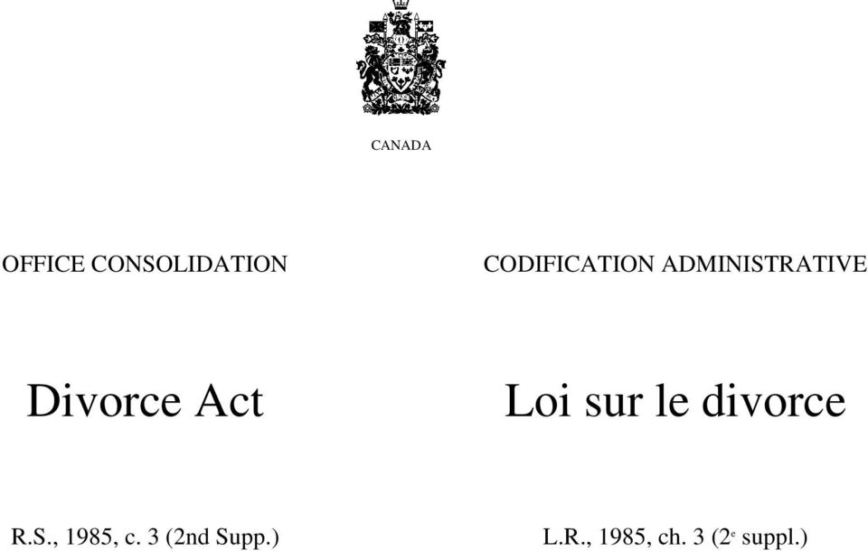 Act Loi sur le divorce R.S., 1985, c.