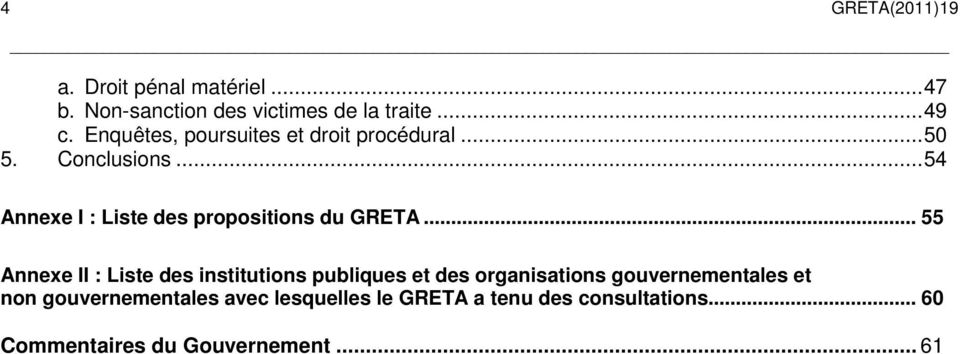 ..54 Annexe I : Liste des propositions du GRETA.