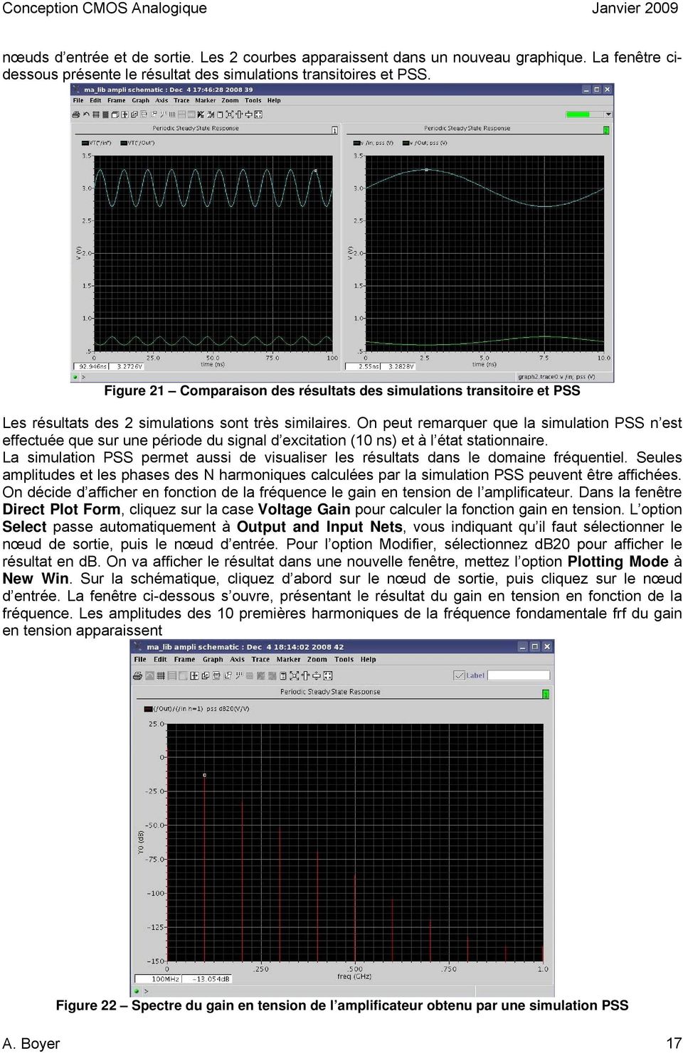 On peut remarquer que la simulation PSS n est effectuée que sur une période du signal d excitation (10 ns) et à l état stationnaire.