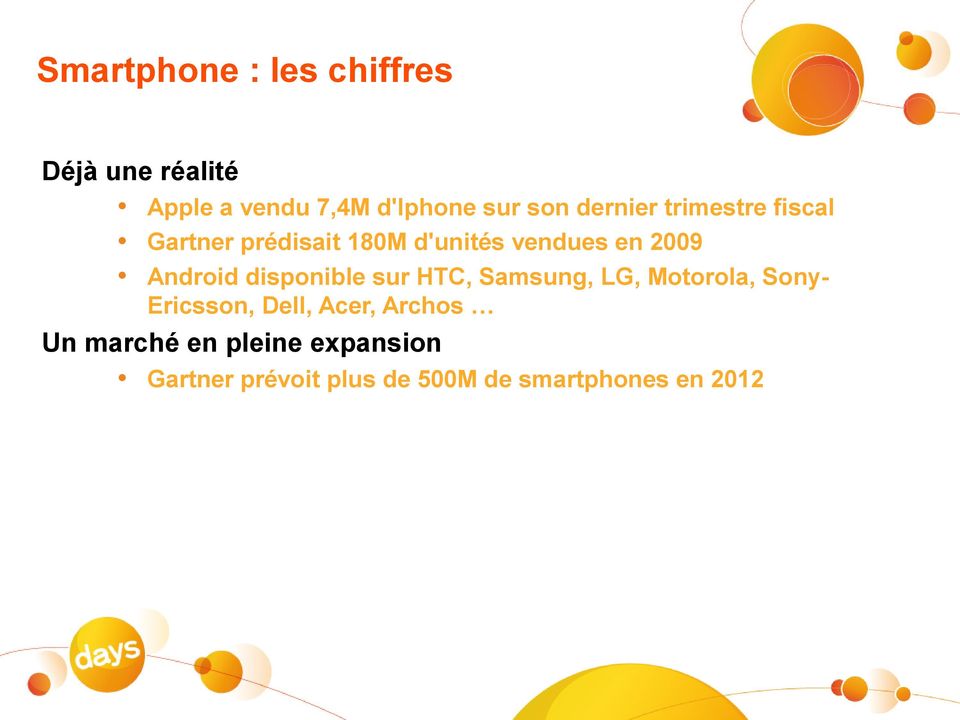 Android disponible sur HTC, Samsung, LG, Motorola, SonyEricsson, Dell, Acer,