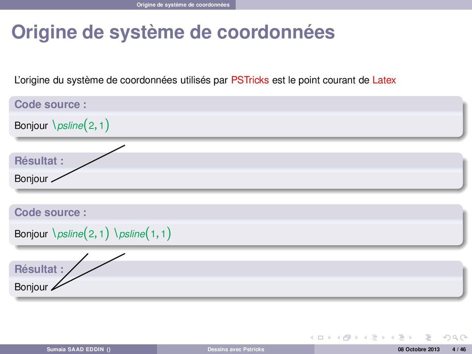 : Bonjour \psline(2, 1) Résultat : Bonjour Code source : Bonjour \psline(2, 1)