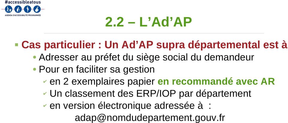 exemplaires papier en recommandé avec AR Un classement des ERP/IOP par