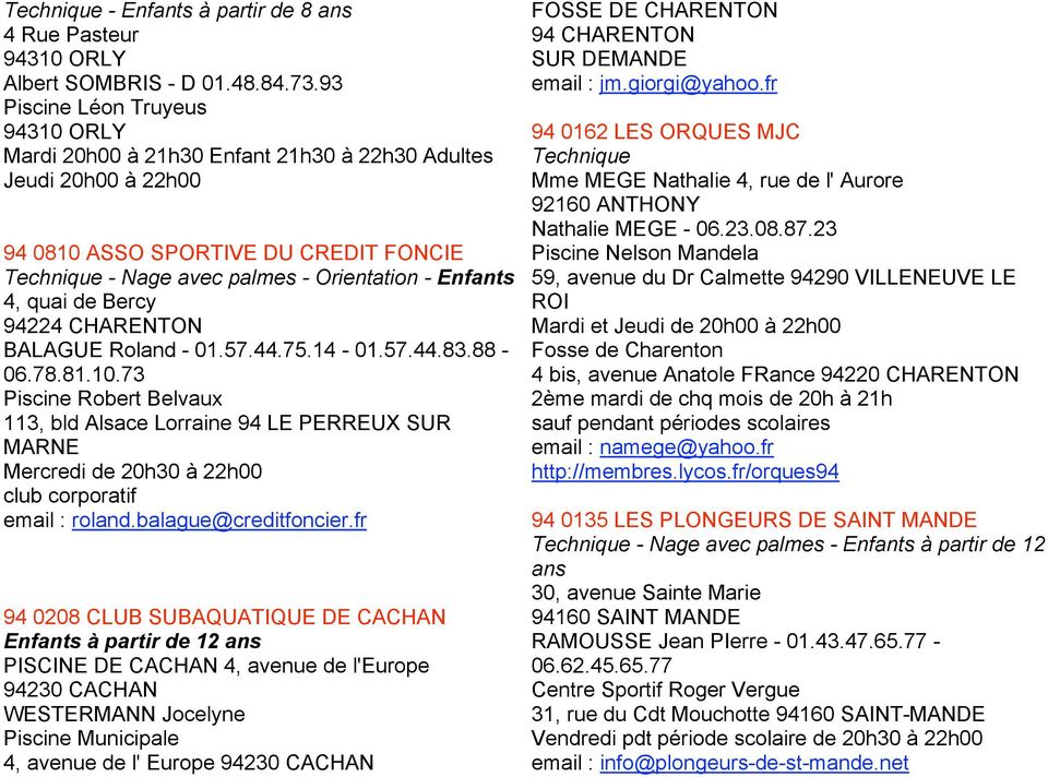 quai de Bercy 94224 CHARENTON BALAGUE Roland - 01.57.44.75.14-01.57.44.83.88-06.78.81.10.