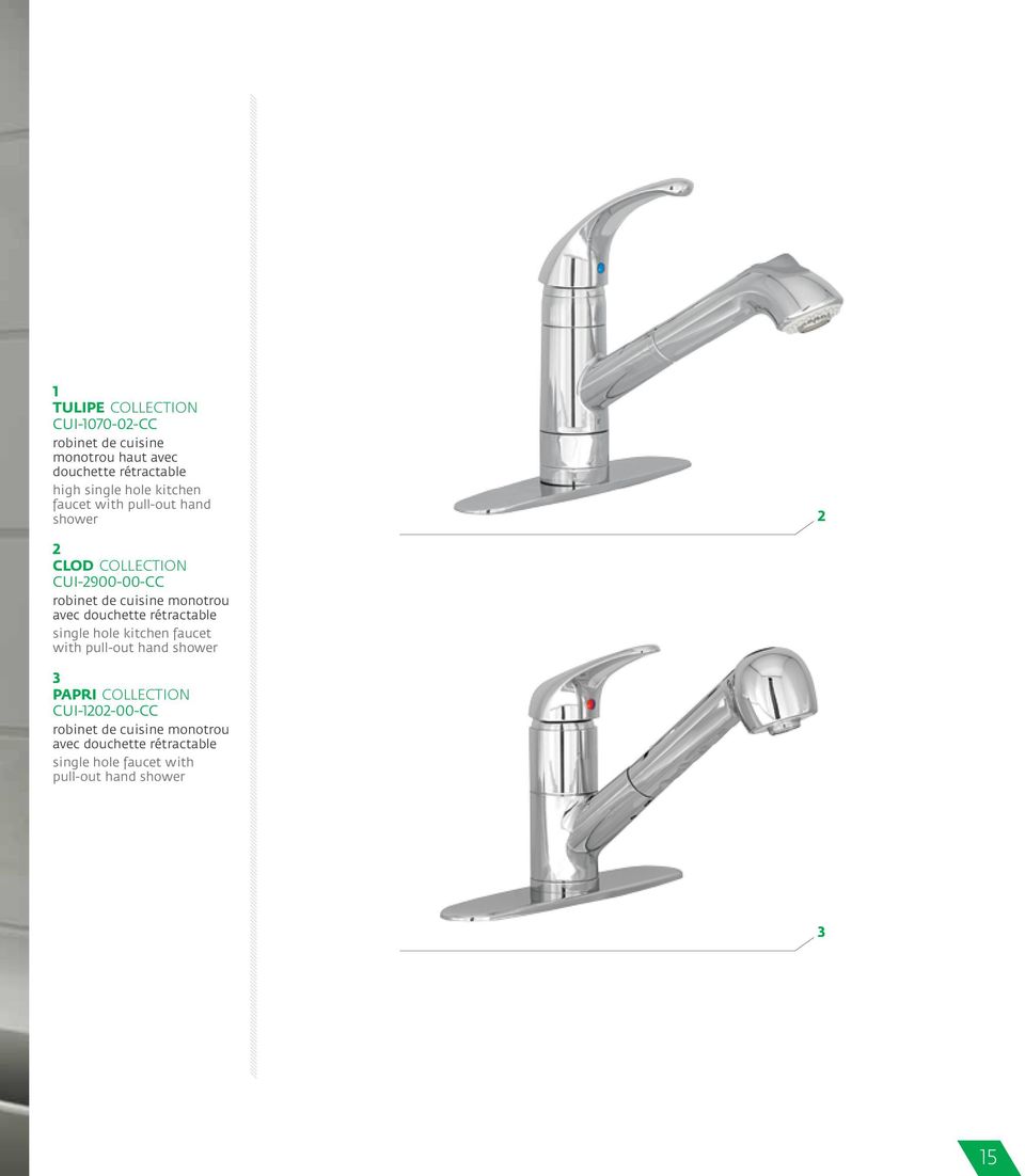 avec douchette rétractable single hole kitchen faucet with pull-out hand shower 3 PAPRI