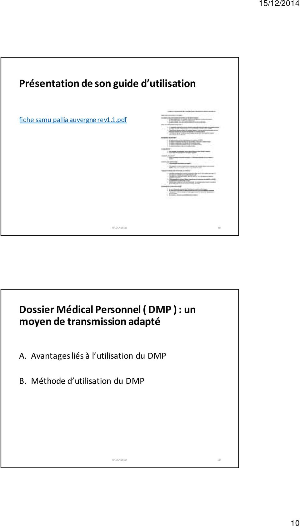 1.pdf HAD Aurillac 19 Dossier Médical Personnel ( DMP ) : un