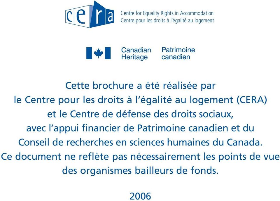 droits sociaux, avec l appui financier de Patrimoine canadien et du Conseil de recherches en sciences