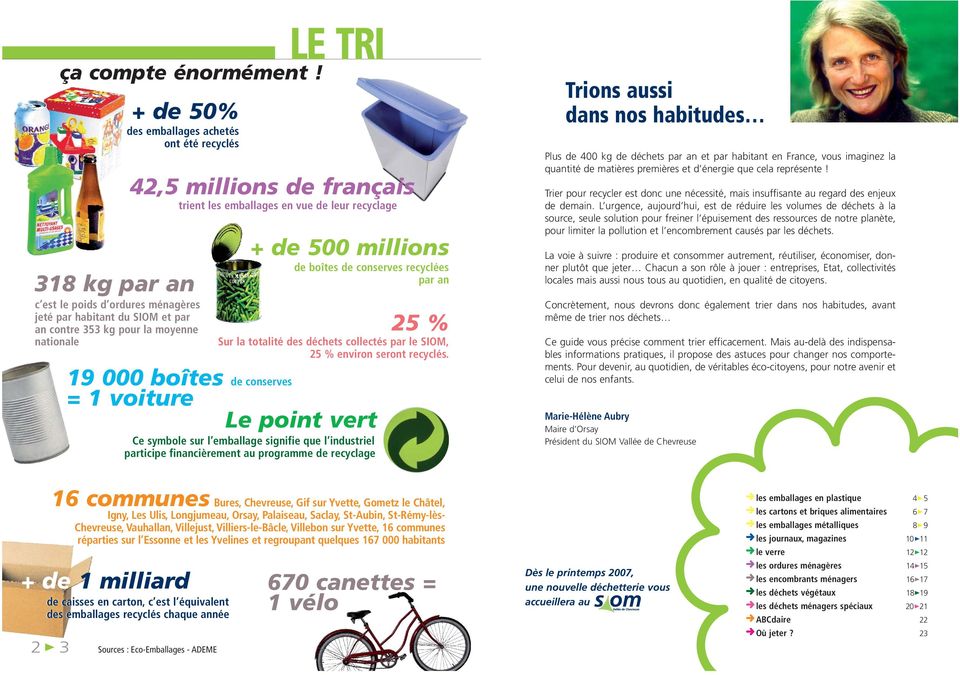 français trient les emballages en vue de leur recyclage + de 500 millions de boîtes de conserves recyclées par an 25 % Sur la totalité des déchets collectés par le SIOM, 25 % environ seront recyclés.