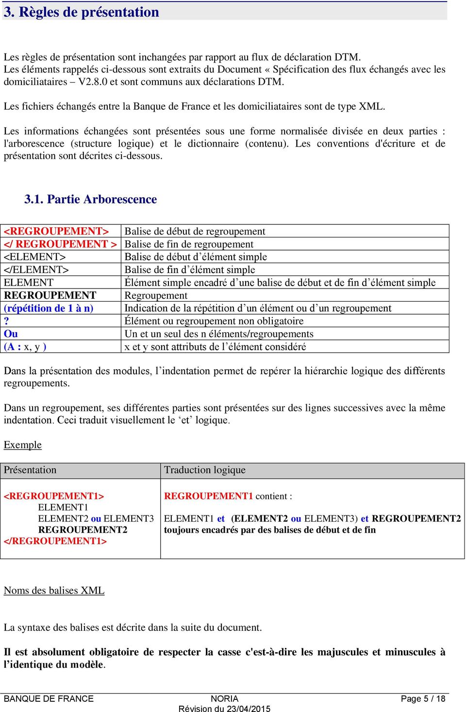 Les fichiers échangés entre la Banque de France et les domiciliataires sont de type XML.