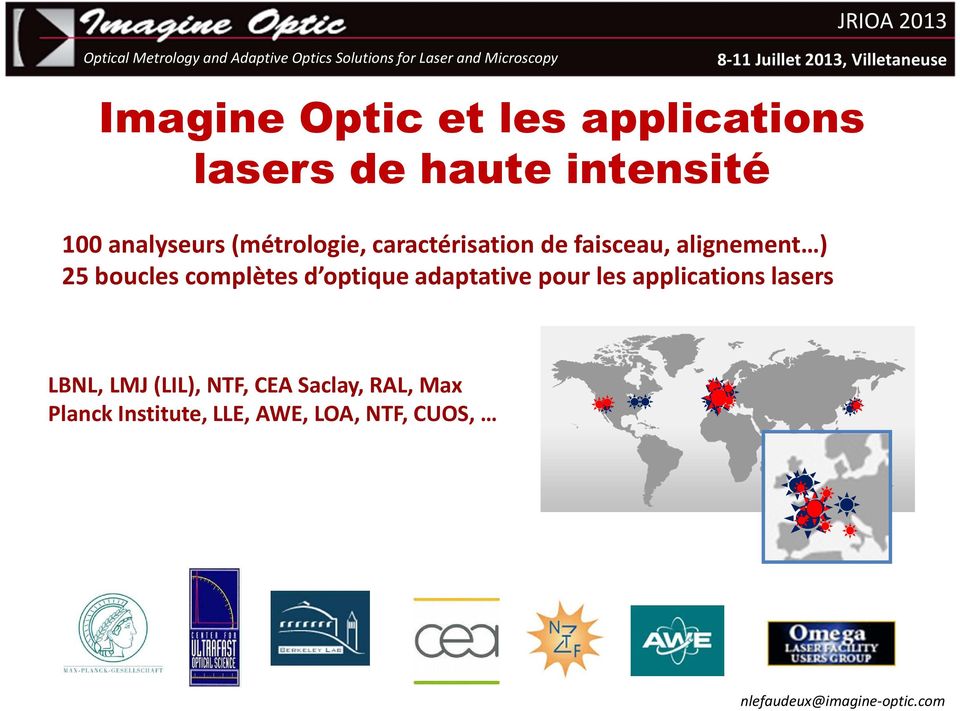boucles complètes d optique adaptative pour les applications lasers LBNL,