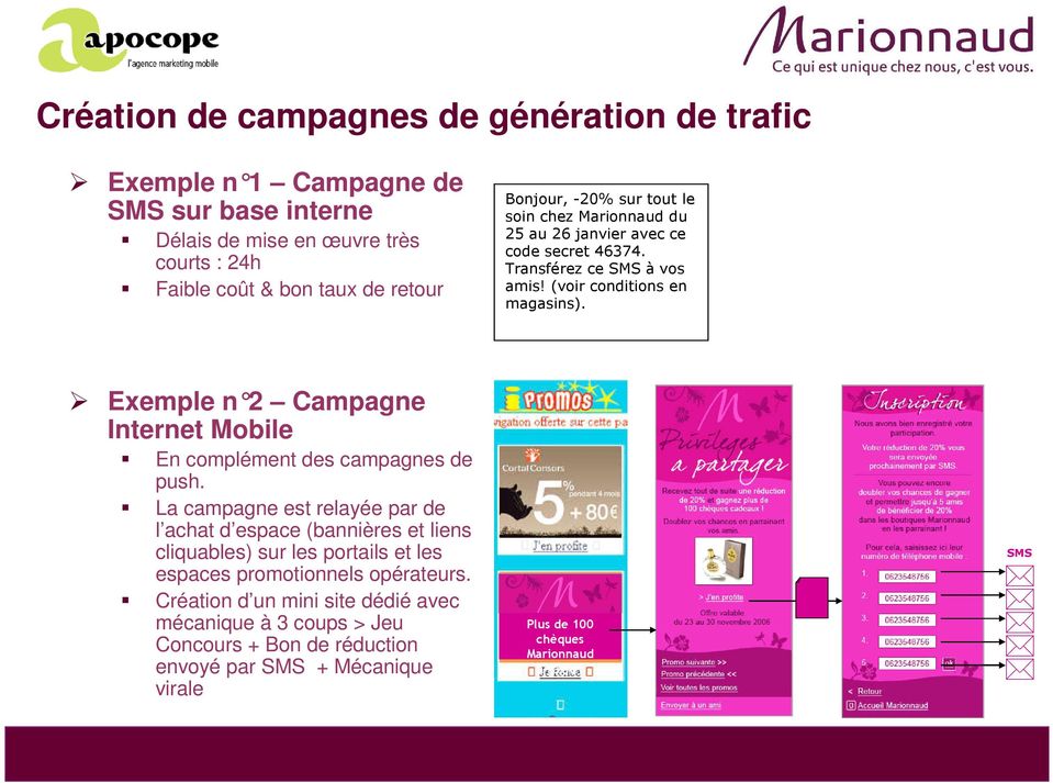 Exemple n 2 Campagne Internet Mobile En complément des campagnes de push.