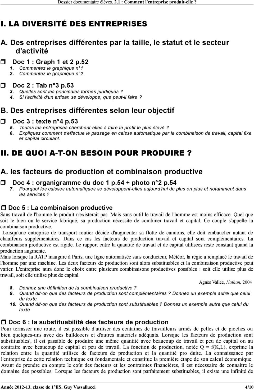 LA PRODUCTION DANS L'ENTREPRISE - PDF Téléchargement Gratuit