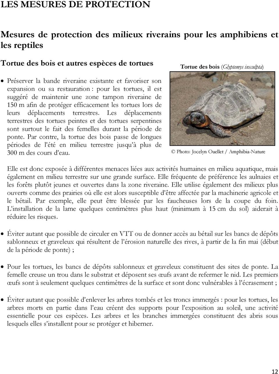 terrestres. Les déplacements terrestres des tortues peintes et des tortues serpentines sont surtout le fait des femelles durant la période de ponte.