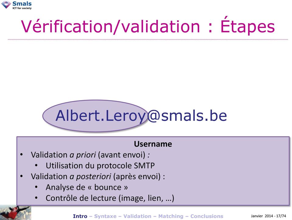 du protocole SMTP Validation a posteriori (après envoi) :