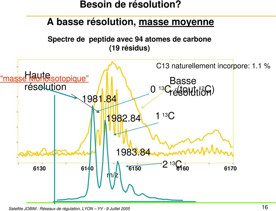 carbone (19 résidus) Haute résolution masse Monoisotopique 1981.84 1982.