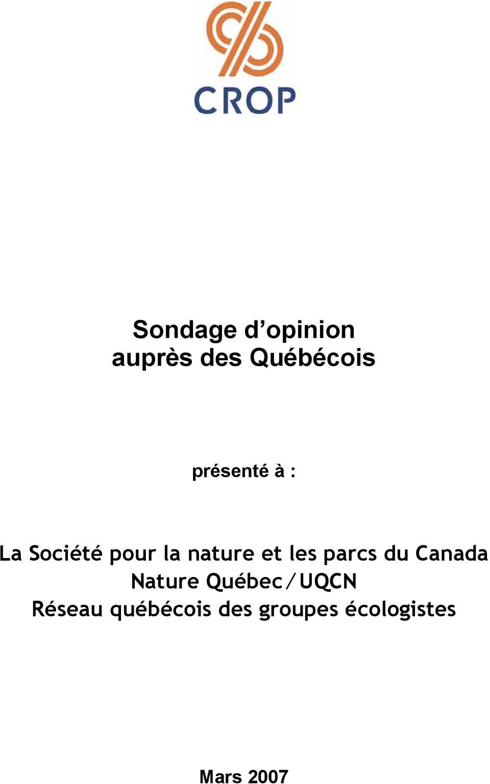 les parcs du Canada Nature Québec UQCN