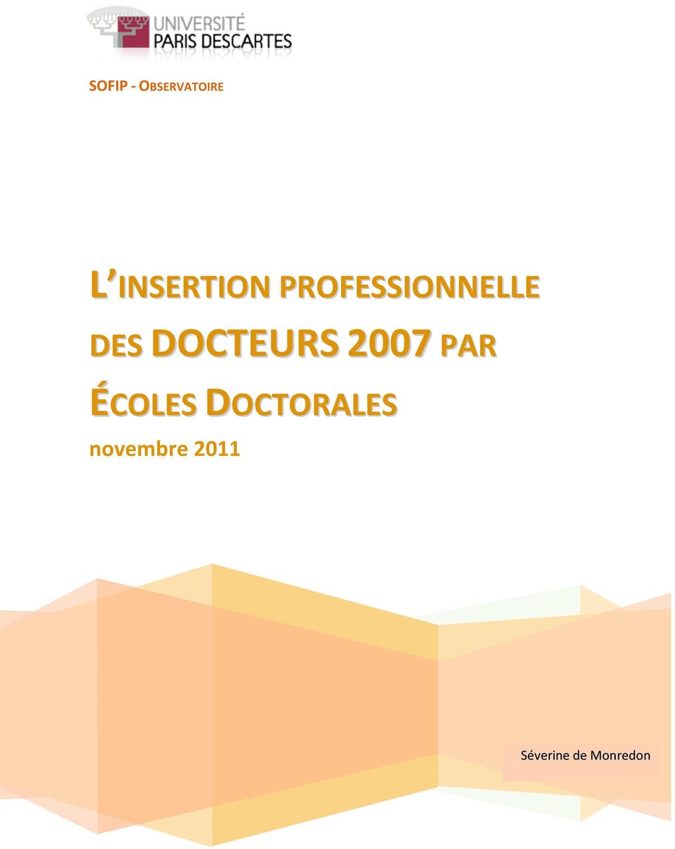 DOCTEURS 2007 PAR ÉCOLES