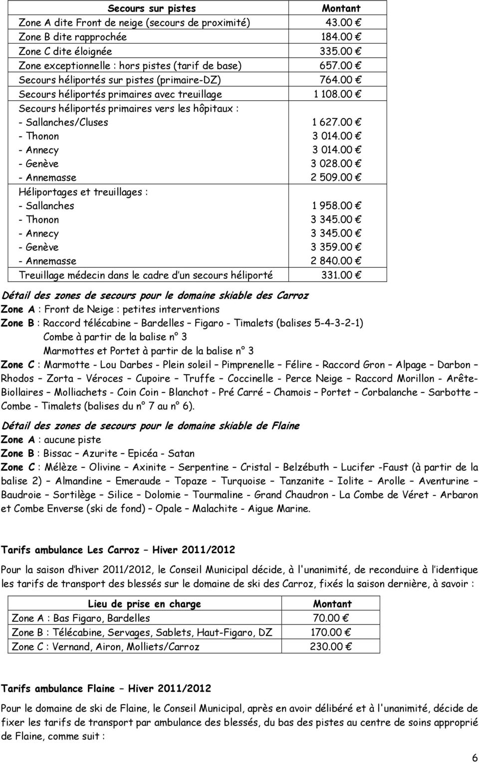 00 Secours héliportés primaires vers les hôpitaux : - Sallanches/Cluses - Thonon - Annecy - Genève - Annemasse Héliportages et treuillages : - Sallanches - Thonon - Annecy - Genève - Annemasse 1 627.