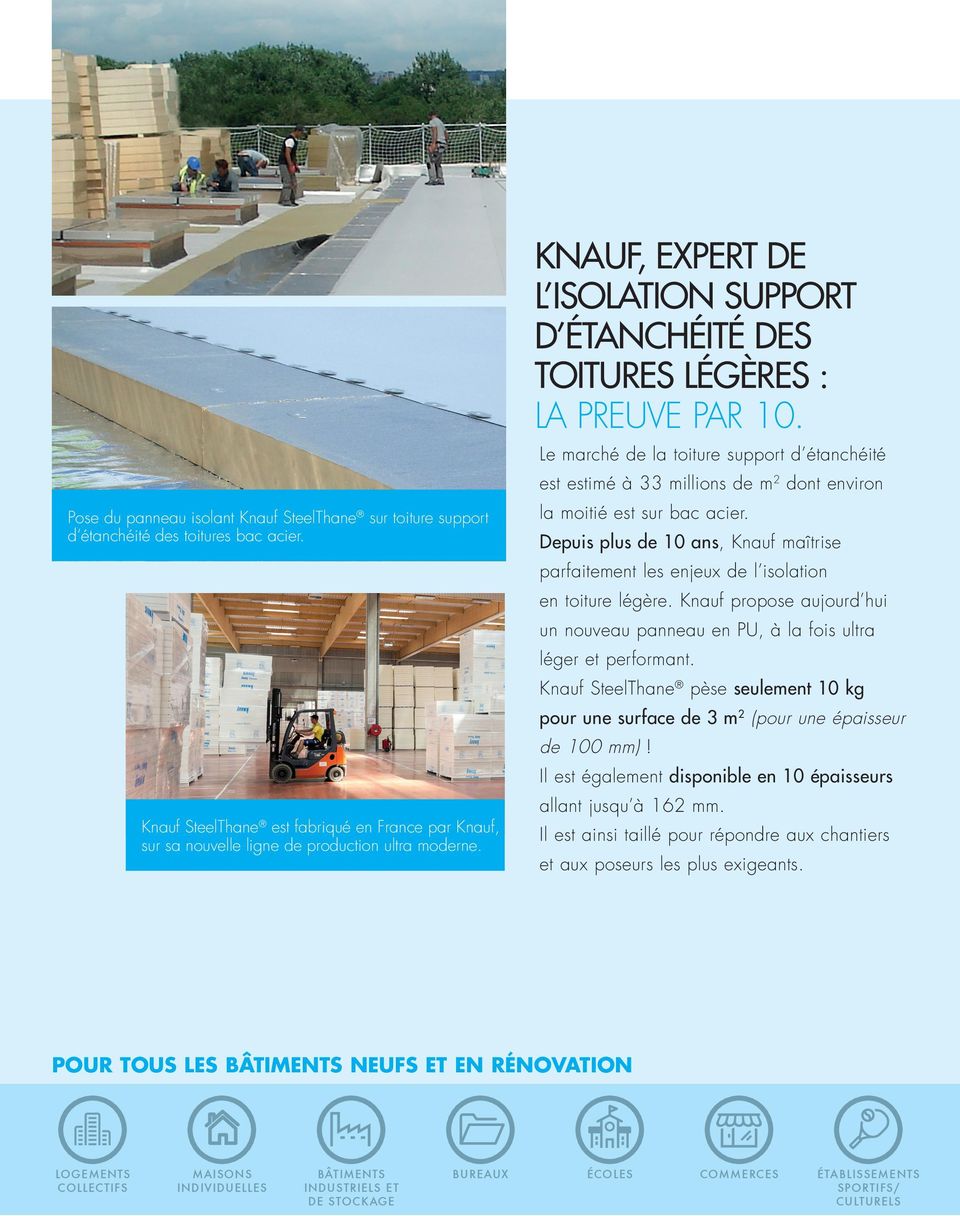 Le marché de la toiture support d étanchéité est estimé à 33 millions de m 2 dont environ la moitié est sur bac acier.