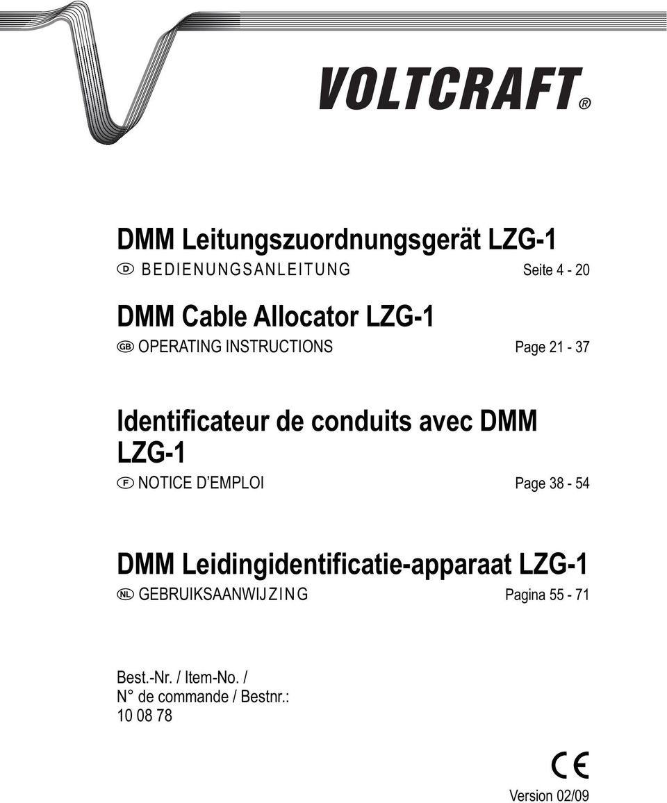 LZG-1 NOTICE D EMPLOI Page 38-54 DMM Leidingidentificatie-apparaat LZG-1