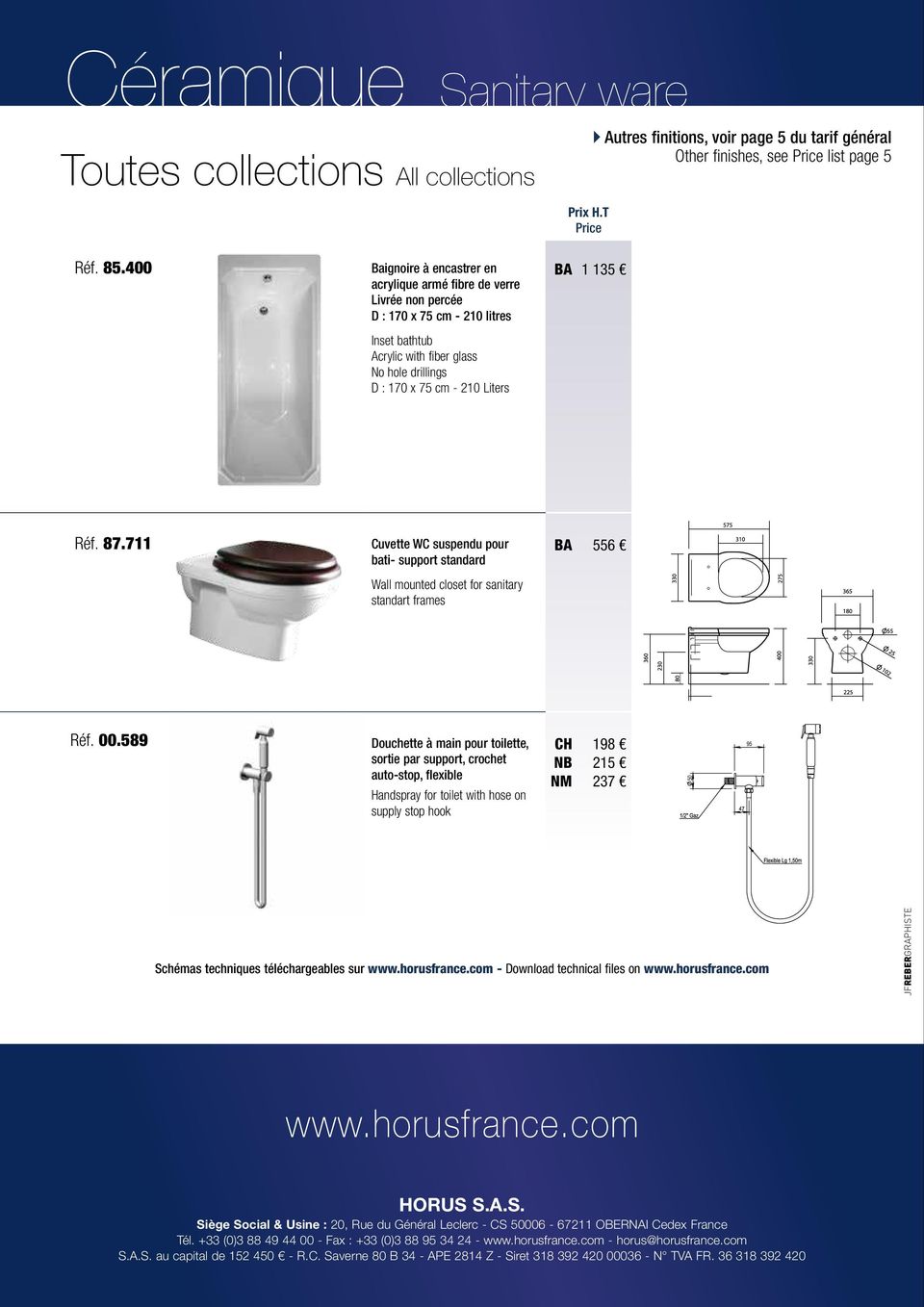 Réf. 7.711 Cuvette WC suspendu pour bati- support standard Wall mounted closet for sanitary standart frames BA 6 Réf. 00.