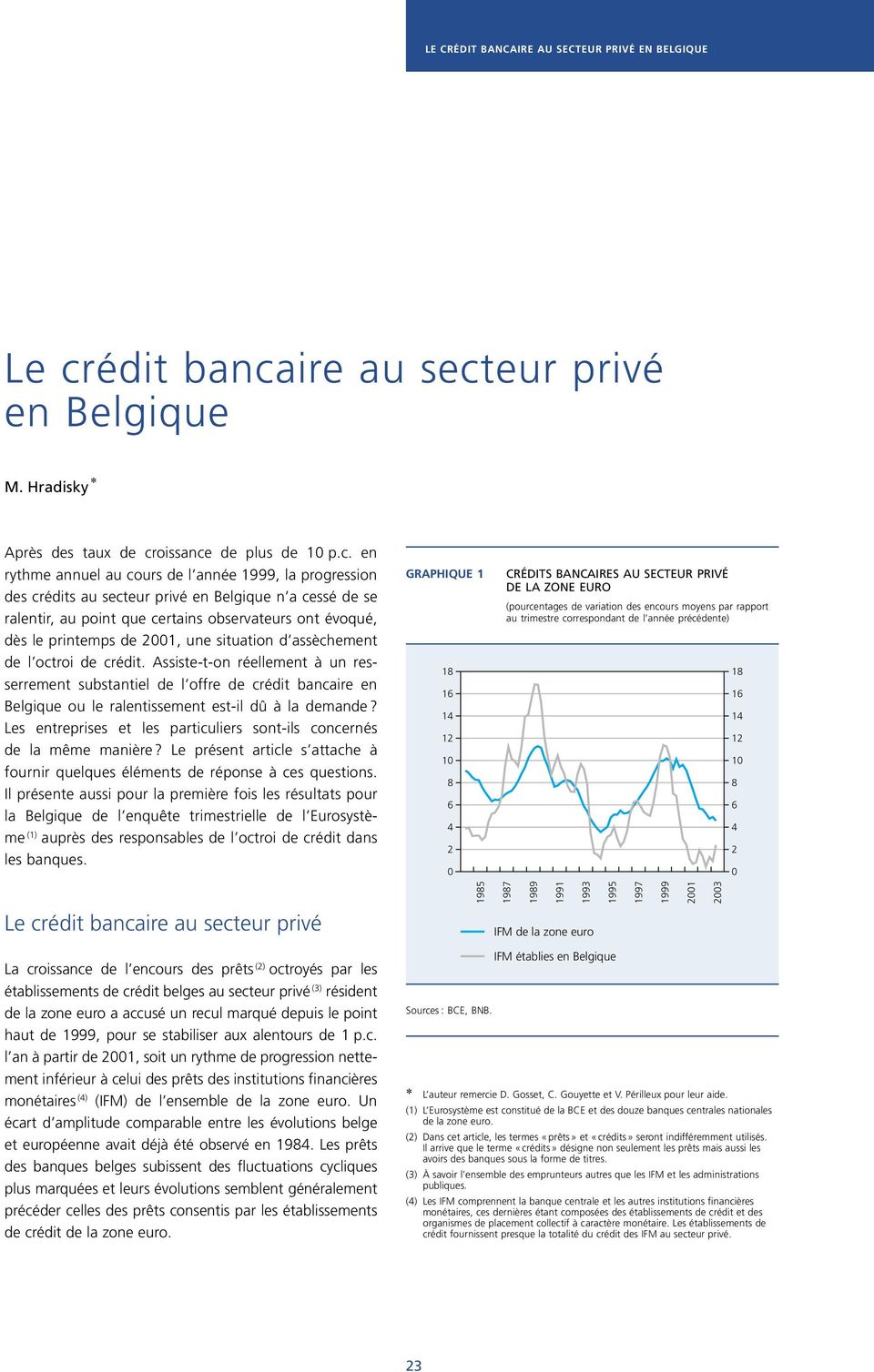 Assiste-t-on réellement à un resserrement substantiel de l offre de crédit bancaire en Belgique ou le ralentissement est-il dû à la demande?