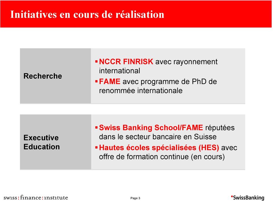 Education Swiss Banking School/FAME réputées dans le secteur bancaire en Suisse