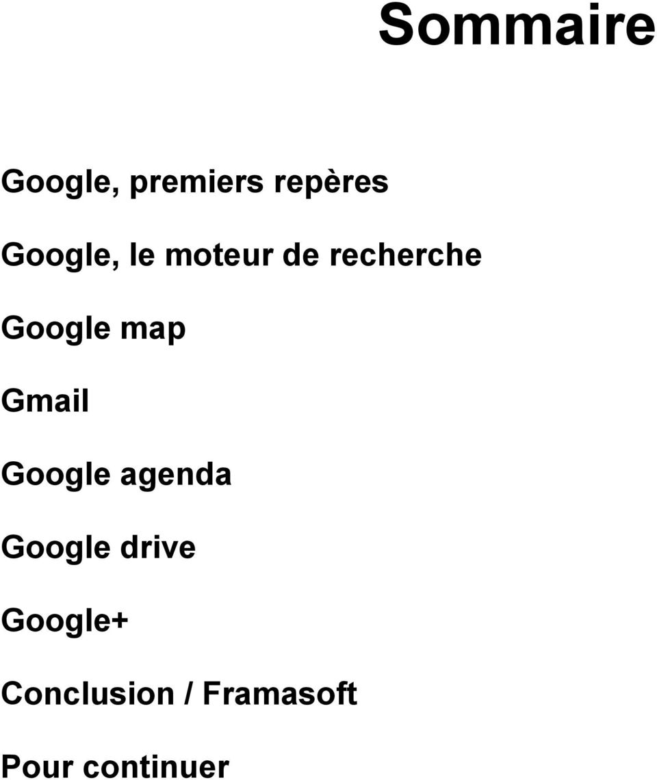 map Gmail Google agenda Google drive