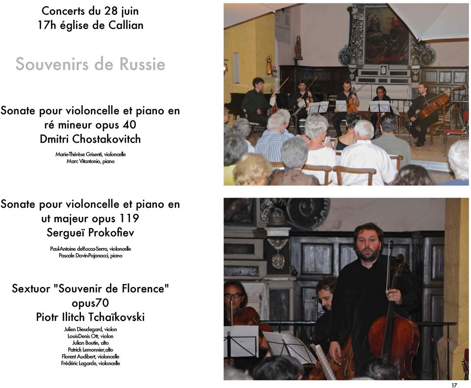 Paul-Antoine derocca-serra, violoncelle Pascale Davin-Pajanacci, piano Sextuor "Souvenir de Florence" opus70 Piotr Ilitch Tchaïkovski