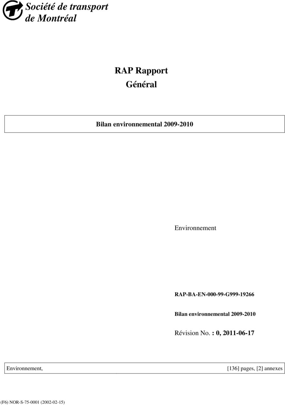 RAP-BA-EN-000-99-G999-19266 Bilan environnemental 2009-2010