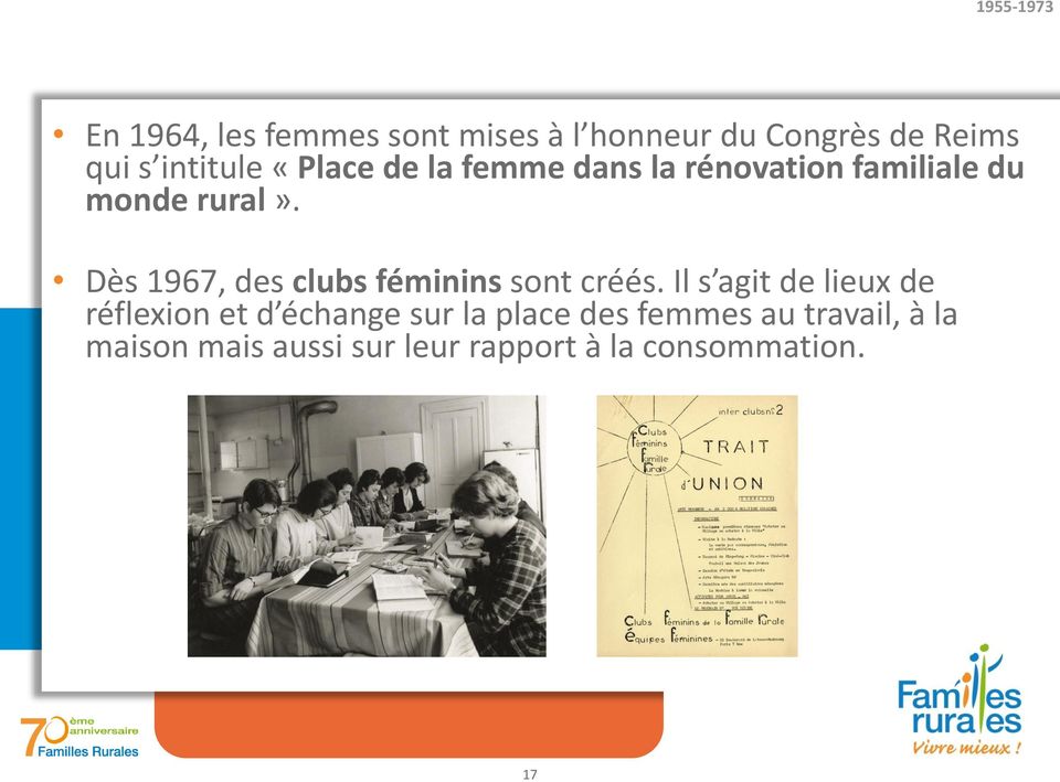 Dès 1967, des clubs féminins sont créés.
