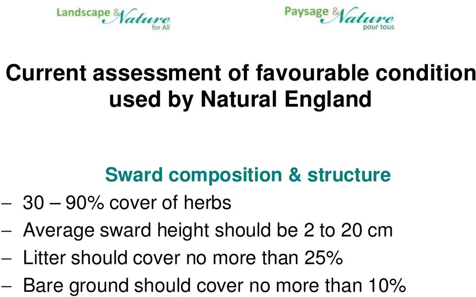 Average sward height should be 2 to 20 cm Litter should