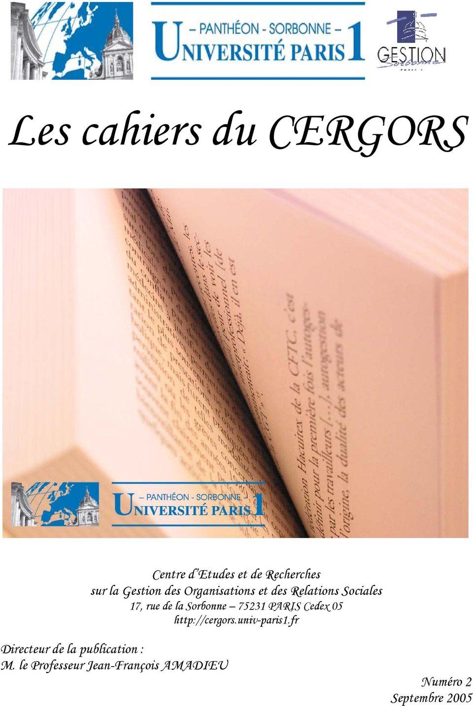 75231 PARIS Cedex 05 http://cergors.univ-paris1.