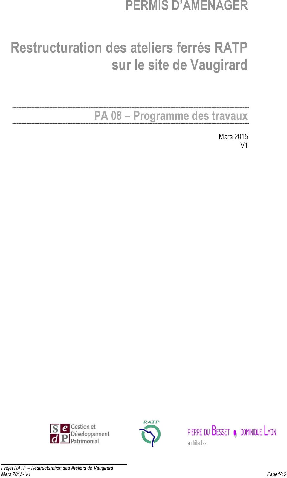 site de Vaugirard PA 08 Programme