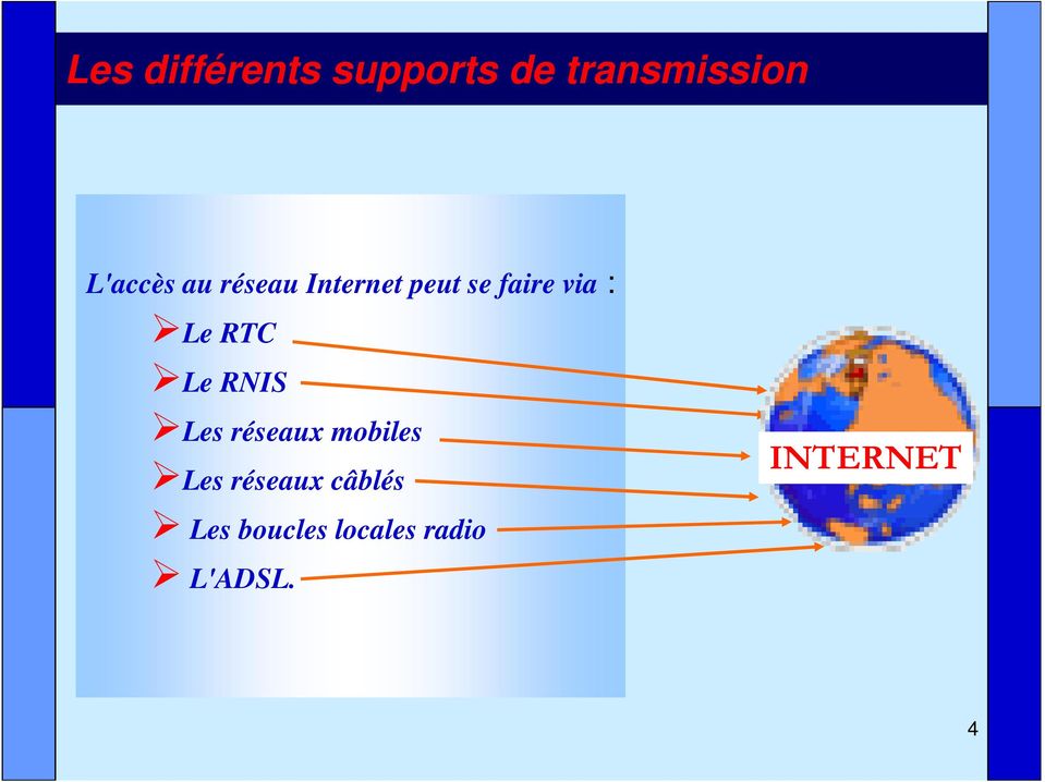 Le RTC Le RNIS Les réseaux mobiles Les réseaux