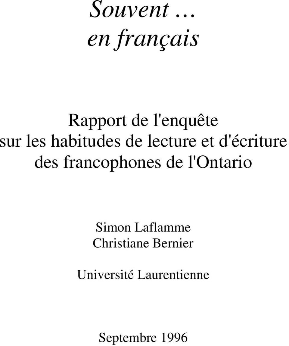 francophones de l'ontario Simon Laflamme