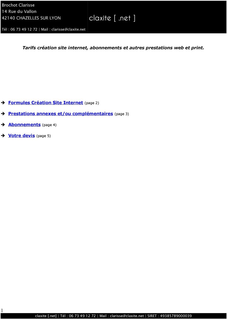 Formules Création Site Internet (page 2) Prestations