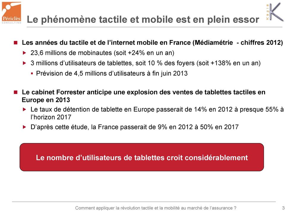 Prévision de 4,5 millions d utilisateurs à fin juin 2013!! Le cabinet Forrester anticipe une explosion des ventes de tablettes tactiles en Europe en 2013!