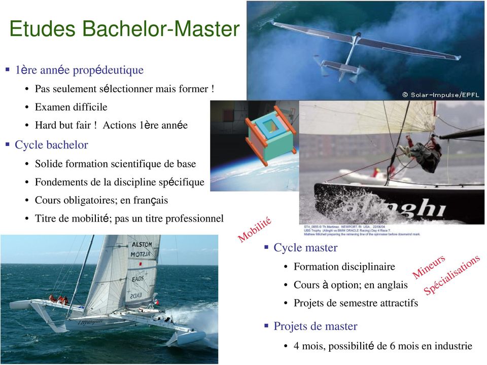 obligatoires; en français Titre de mobilité; pas un titre professionnel Mobilité Cycle master Formation disciplinaire Cours