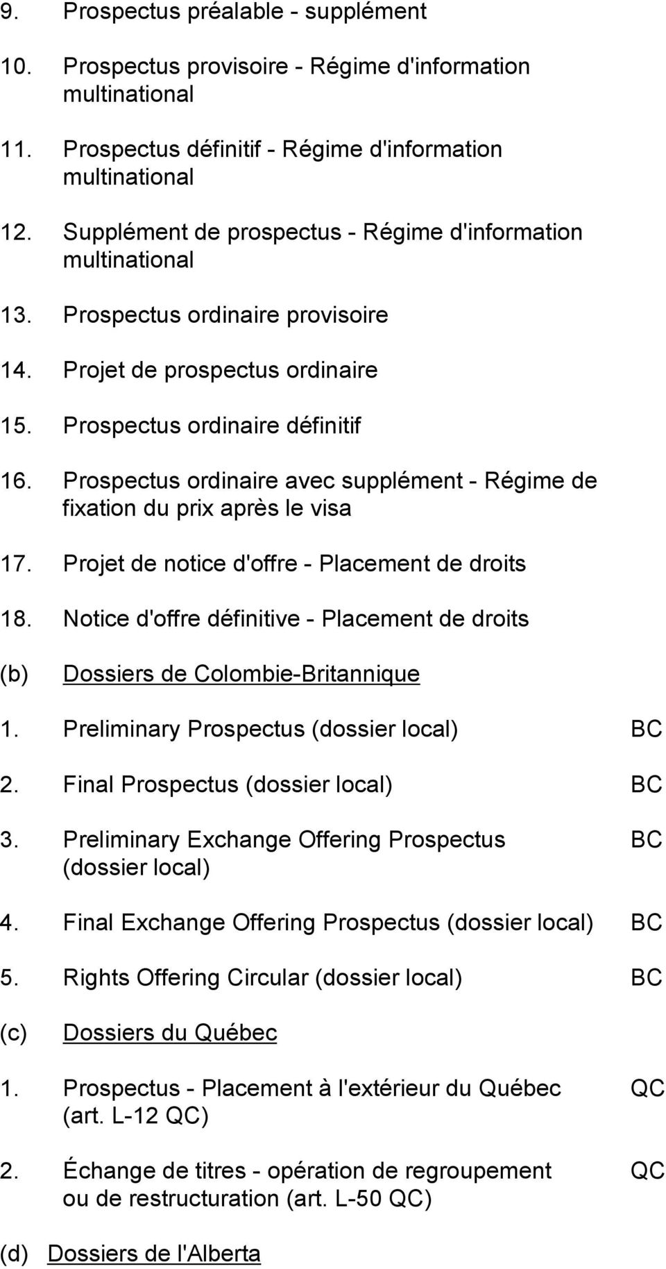 Prospectus ordinaire avec supplément - Régime de fixation du prix après le visa 17. Projet de notice d'offre - Placement de droits 18.