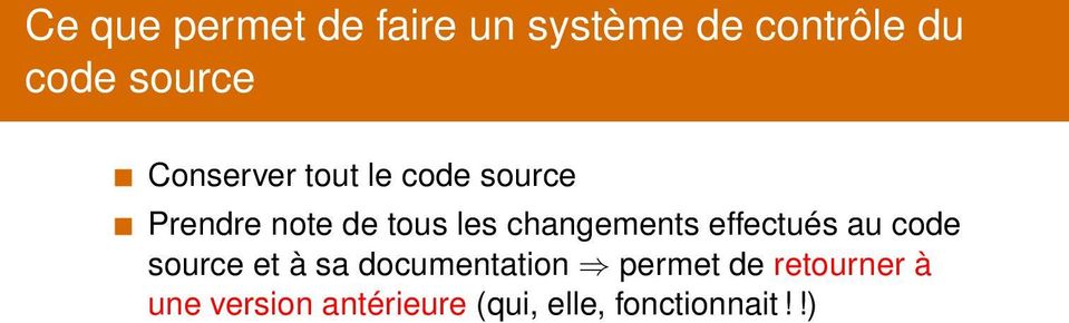 changements effectués au code source et à sa documentation