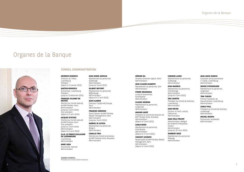 Jacques d Estais Membre du Comité exécutif de BNP Paribas, Paris Vice-président (jusqu au 5 avril 2012) Administrateur (depuis le 5 avril 2012) S.A.R.