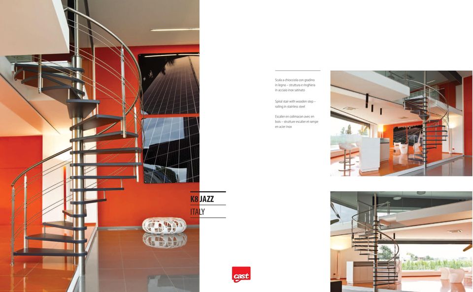 wooden step railing in stainless steel Escalier en