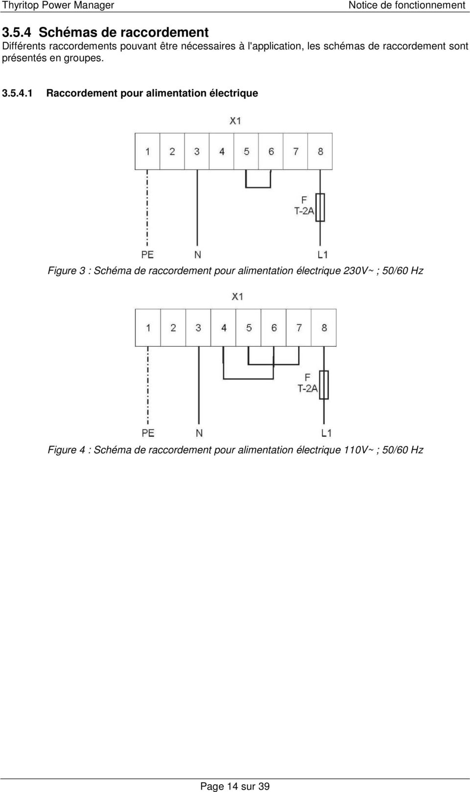 1 Raccordement pour alimentation électrique Figure 3 : Schéma de raccordement pour