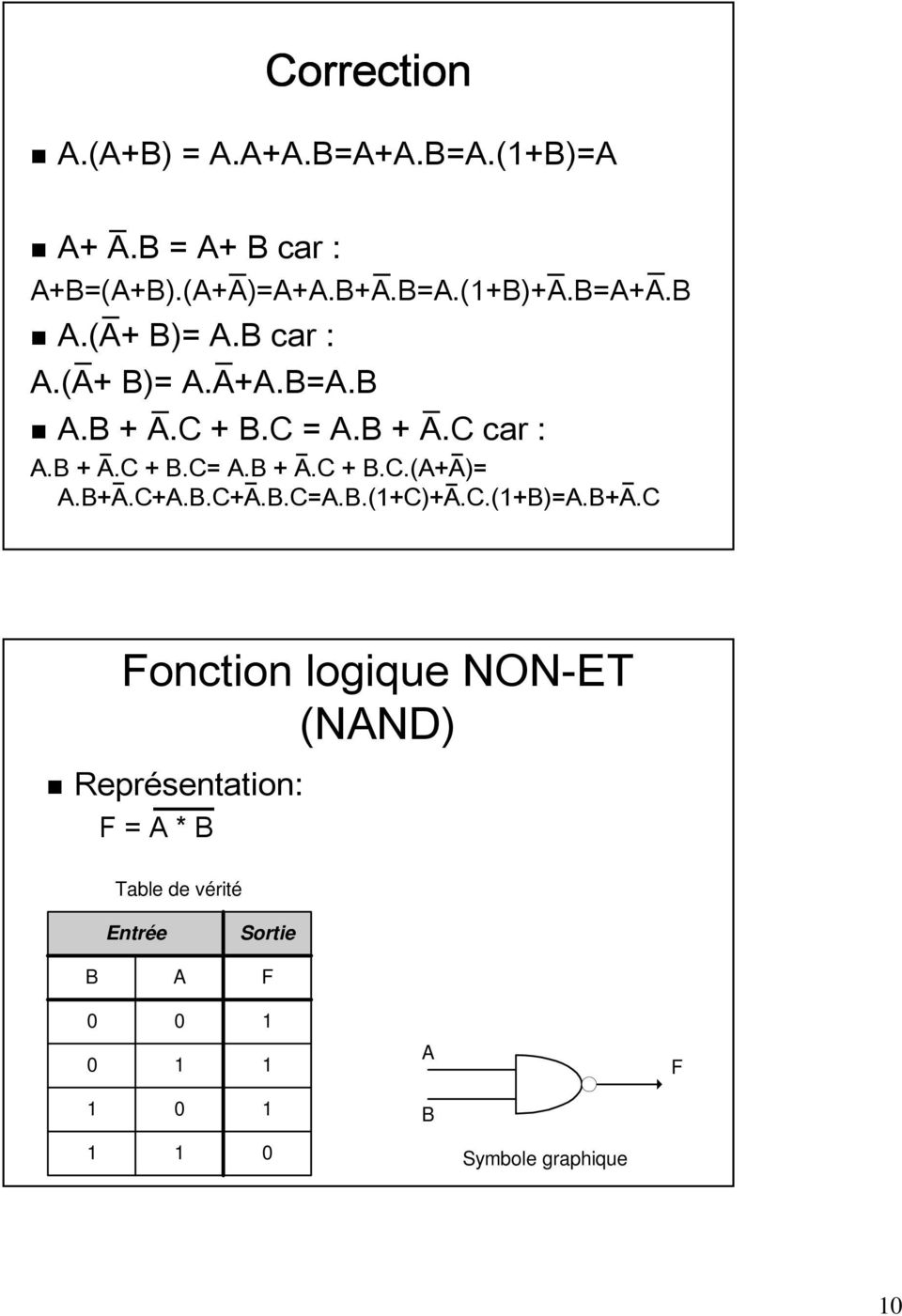 .C+..C=..(+C)+.C.(+)=.+.C onction logique NON-ET (NND)