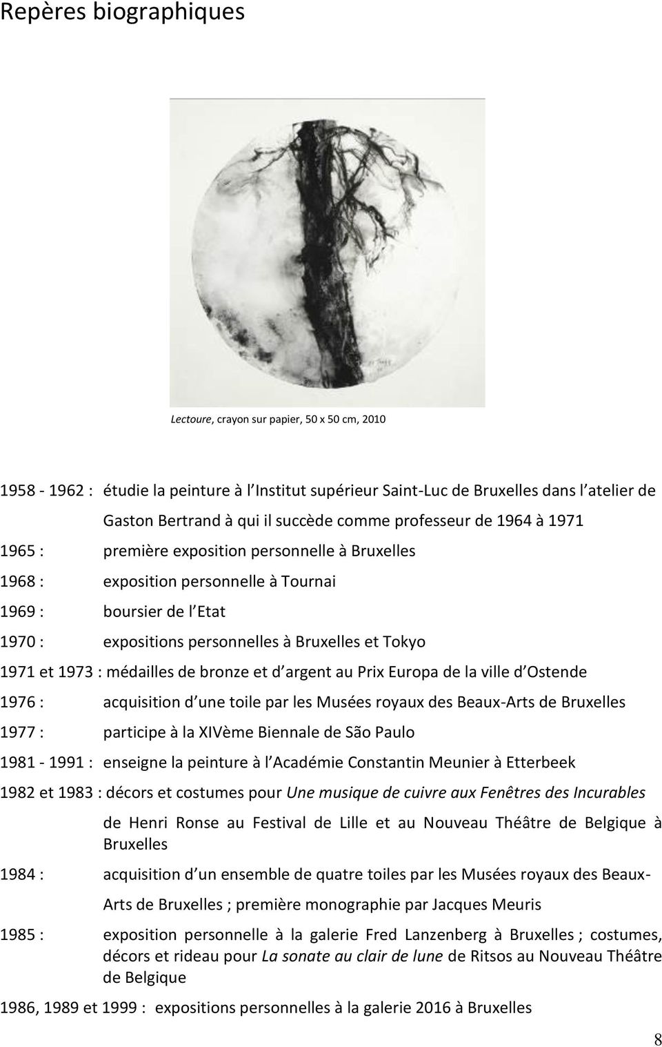 Tokyo 1971 et 1973 : médailles de bronze et d argent au Prix Europa de la ville d Ostende 1976 : acquisition d une toile par les Musées royaux des Beaux-Arts de Bruxelles 1977 : participe à la XIVème