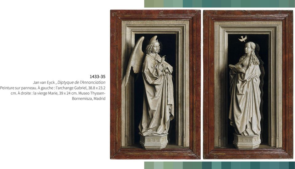 À gauche : l'archange Gabriel, 38.8 x 23.2 cm.